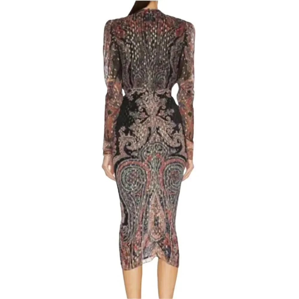 Rococo Sand Nott Midi Dress In Black Size Small - Picture 11 of 16